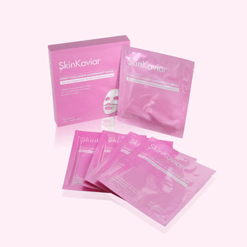 Skin Kaviar Bio-Collagen Real Deep Mask, Hydrating Overnight Hydrogel Mask, Pore Minimizing, Elasticity Improvement, 35g x5ea