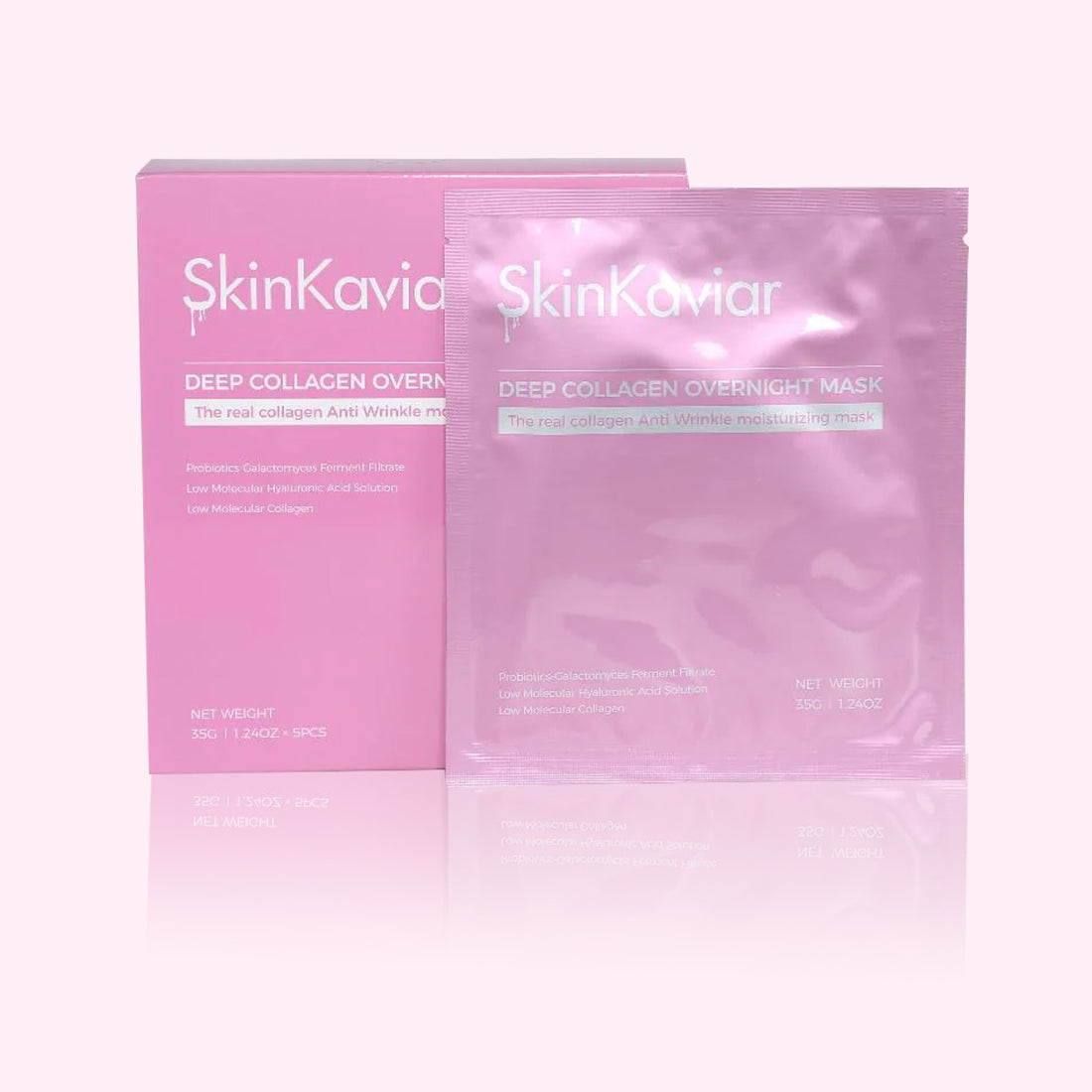 Skin Kaviar Bio-Collagen Real Deep Mask, Hydrating Overnight Hydrogel Mask, Pore Minimizing, Elasticity Improvement, 35g x5ea